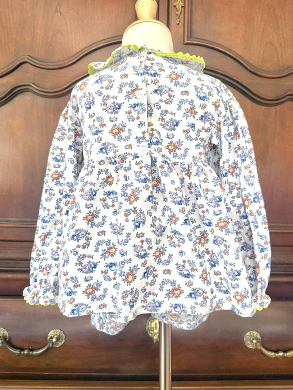 Peggy Green Floral Bloomer Set 3T Girls Blue Boutique Outfit Ruffle Collar South